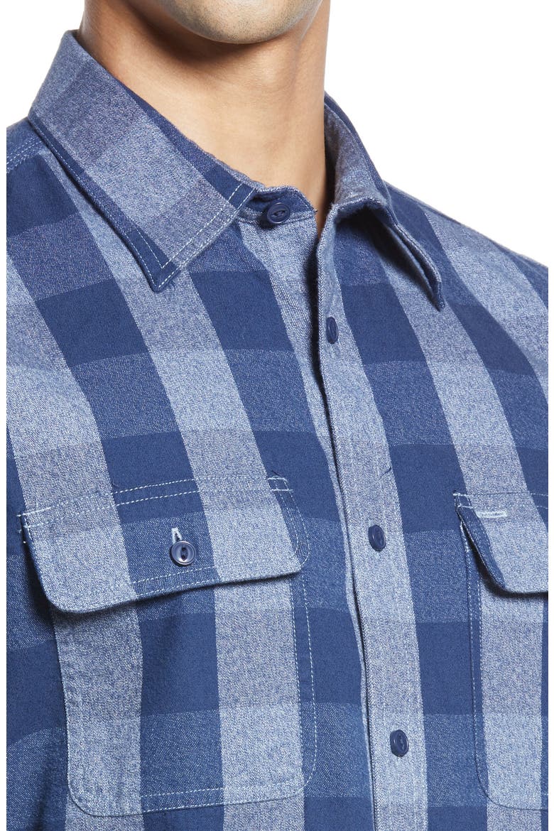 Trim Fit Buffalo Check Stretch Flannel Button-Up Shirt, Alternate, color, NAVY GREY JASPE BUFFALO