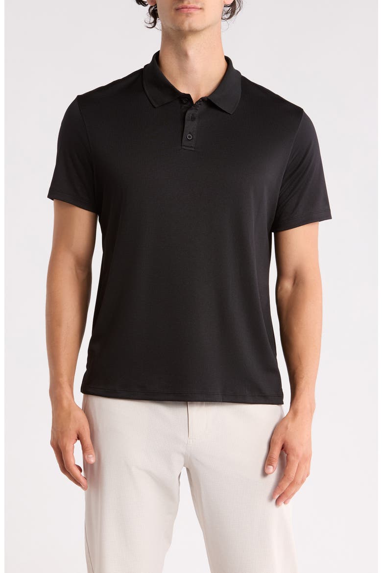 Textured Knit Golf Polo, Main, color, BLACK