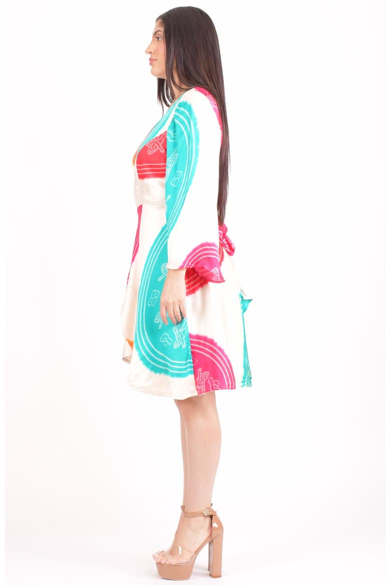 Isla Bandhani Wrap Dress, Alternate, color, White