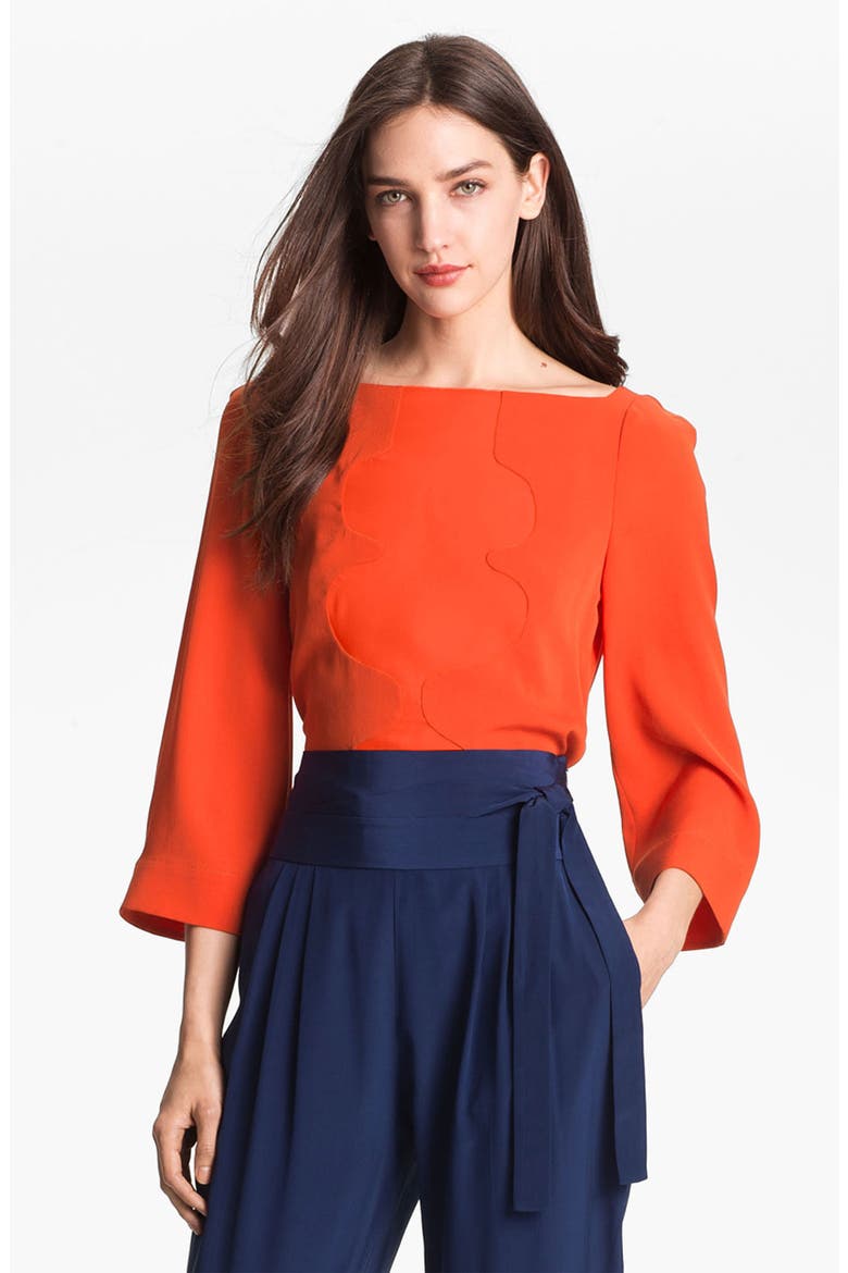 'Yohanna' Silk Top, Main, color, BLOOD ORANGE