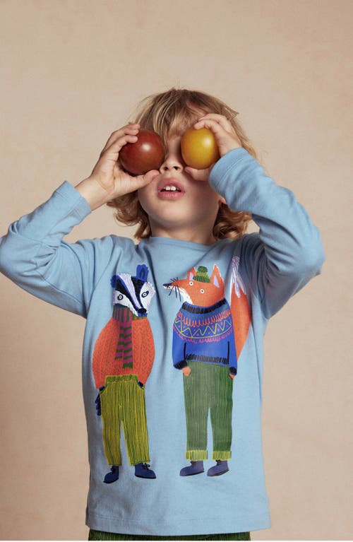 Mini Boden Kids' Friends Long Sleeve Cotton Graphic T-shirt In Blue