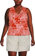 Lands' End Plus Size Lightweight Jersey Blouson Vneck Tank