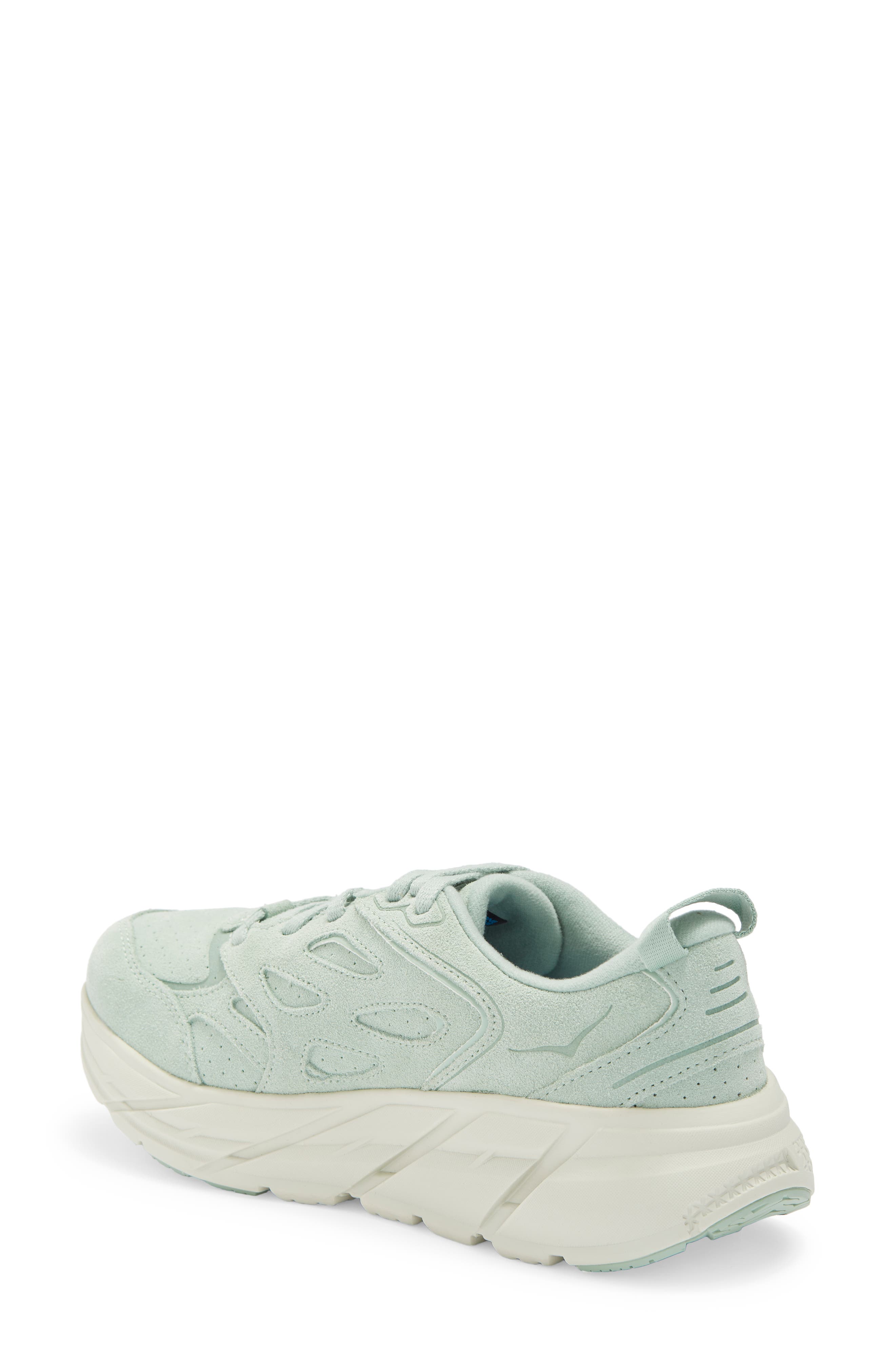 HOKA Clifton L Suede Sneaker, Alternate, color, Smoke Green / Celadon Tint