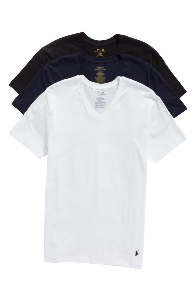 Polo Ralph Lauren 3-Pack V-Neck T-Shirts, Alternate, color,