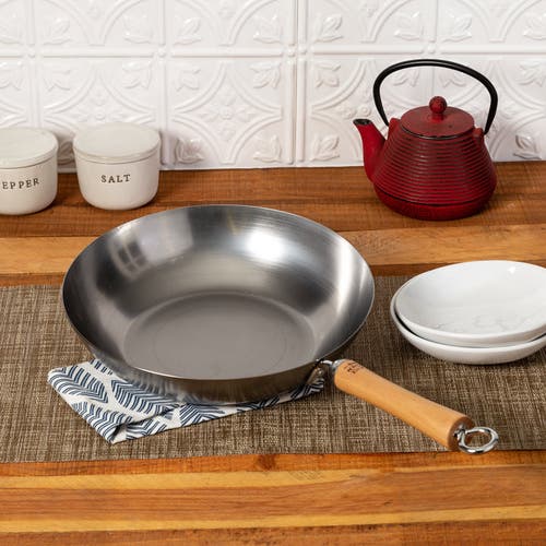 Joyce Chen Uncoated Carbon Steel Stir Fry Pan With Birch Handle, 12-inch In Silver