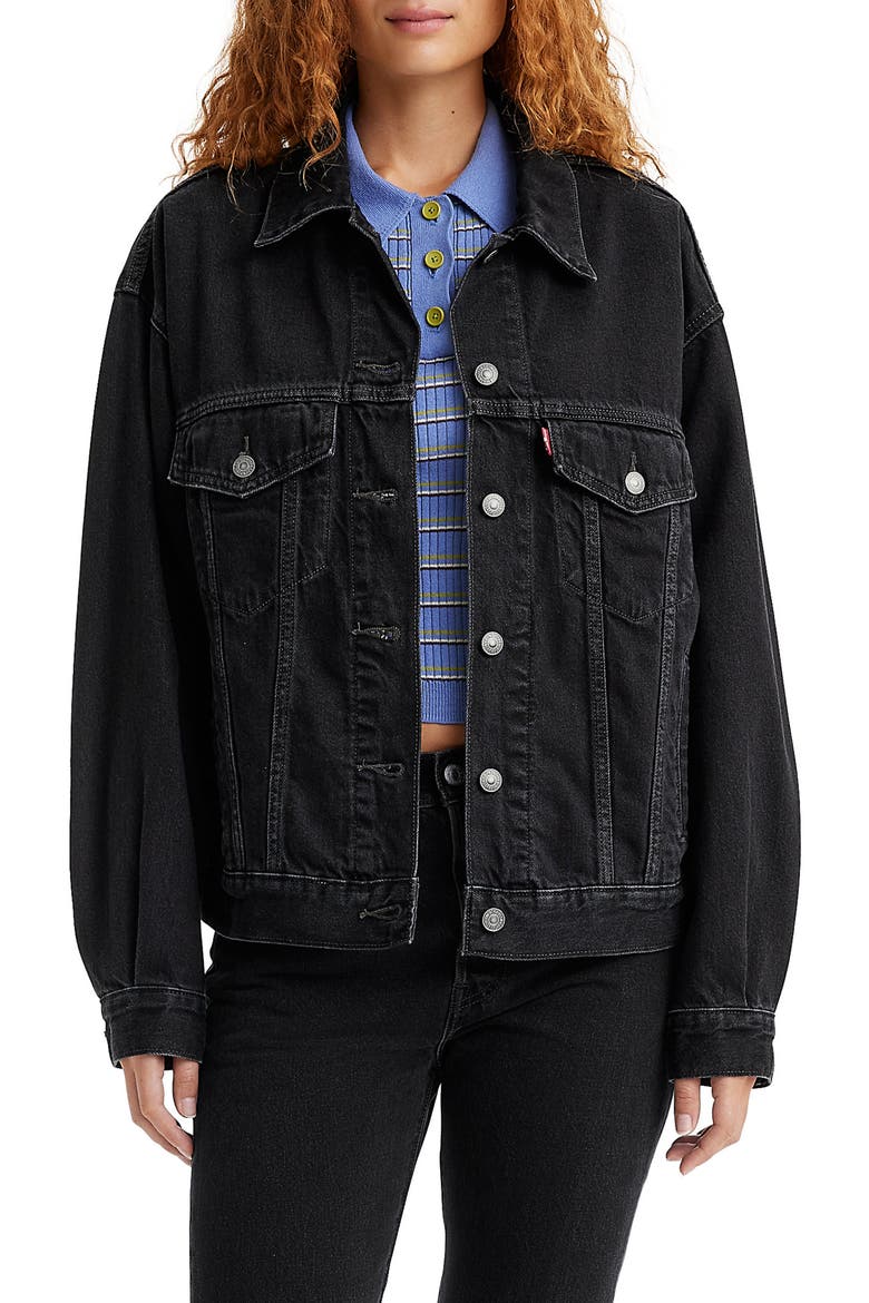 '90s Denim Trucker Jacket, Alternate, color, ROAD LESS TRAVELED