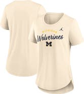 Jordan Brand Women's Jordan Brand  Cream Michigan Wolverines Script Logo Tri-Blend T-Shirt