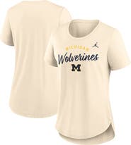 Jordan Brand Women's Jordan Brand  Cream Michigan Wolverines Script Logo Tri-Blend T-Shirt