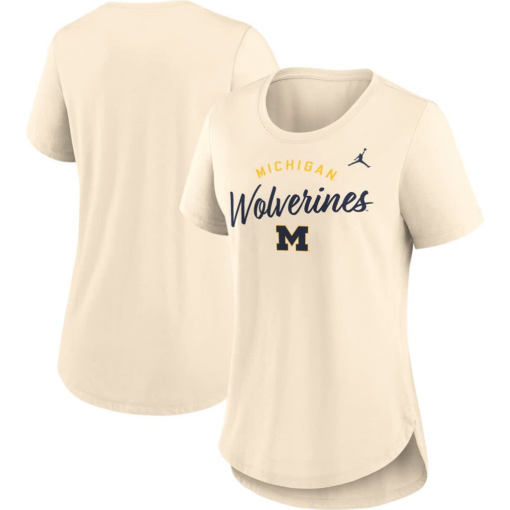 Jordan Brand Cream Michigan Wolverines Script Logo Tri-blend T-shirt
