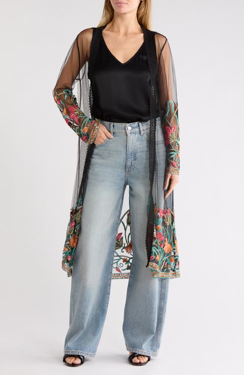 Embroidered Mesh Duster