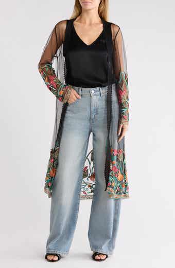 Embroidered Mesh Duster