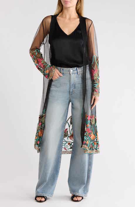 Embroidered Mesh Duster