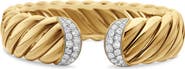 David Yurman Sculpted Cable 18K Gold & Pavé Diamond Cuff Bracelet