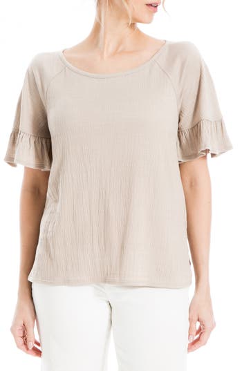 Max Studio Flutter Texture Knit T-shirt In Neutral