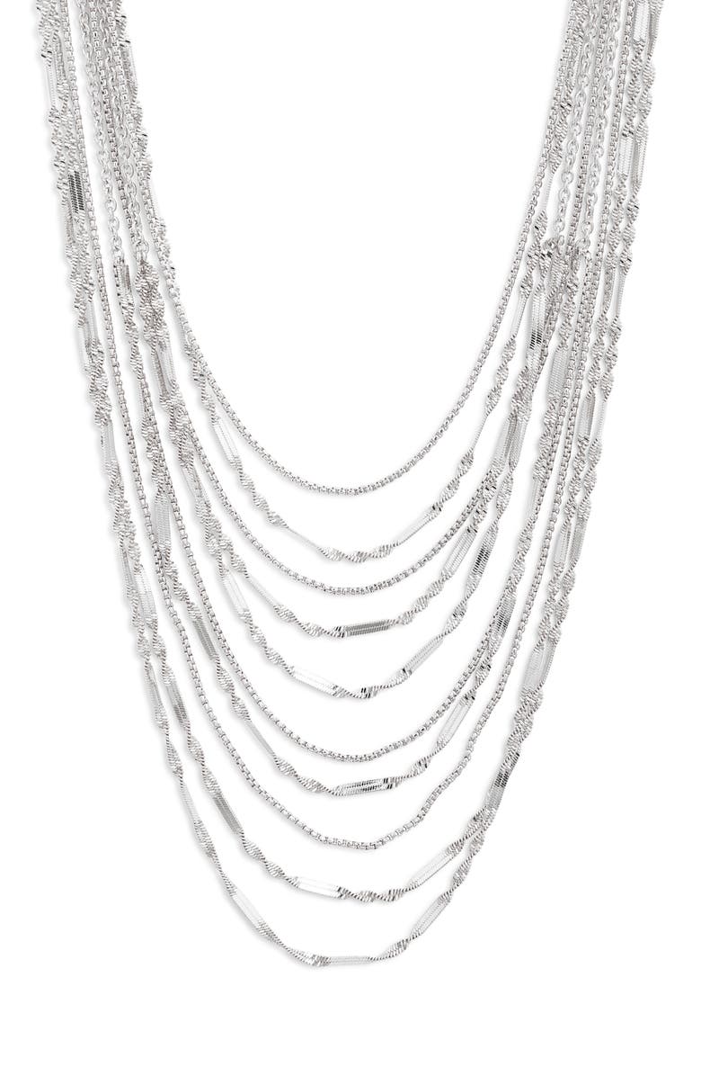 Open Edit Layered Chain Necklace, Main, color, Silver