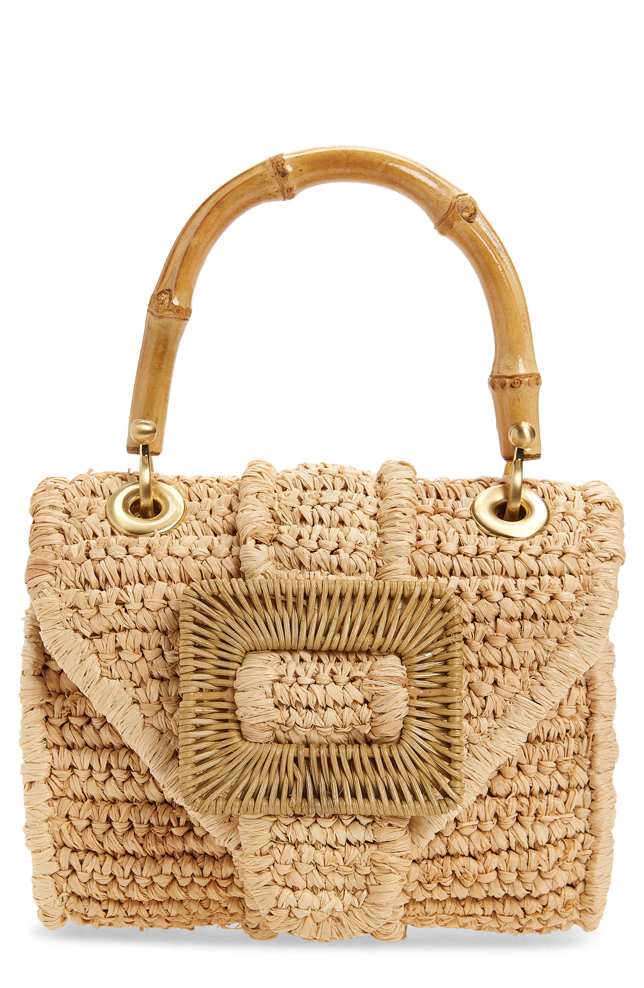 Pamela Munson The Avis Mini Raffia Shoulder Bag, Main, color, Natural