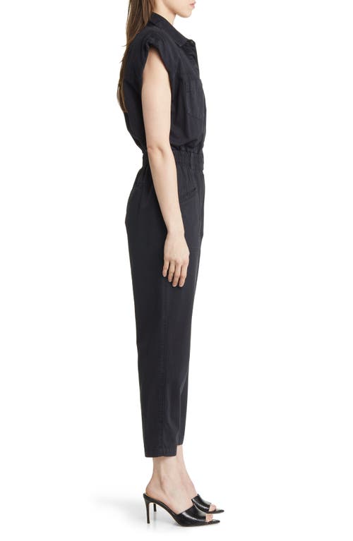 Pistola Rosie Padded Shoulder Cotton Jumpsuit In Fade To Black