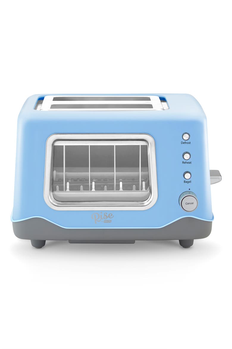Rise by Dash 2-Slice Clear View Toaster, Main, color, BLUE