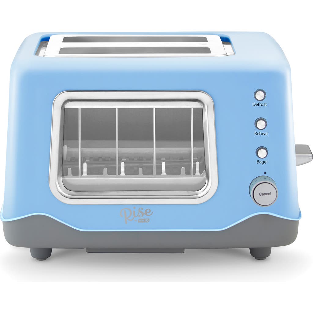 Dash Rise By 2-slice Clear View Toaster In Blue