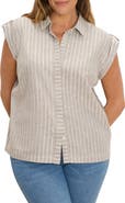 NIC+ZOE Stripe Cotton & Linen Blend Button-Up Resort Shirt