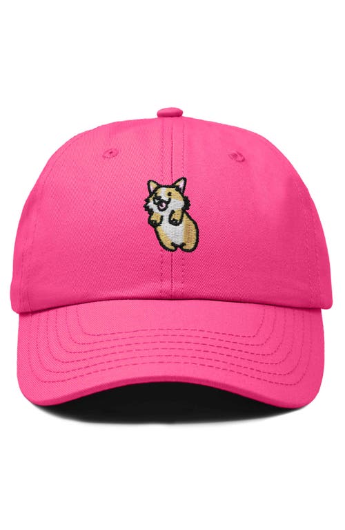Dalix Leaping Corgi Embroidered Cap In Hot Pink
