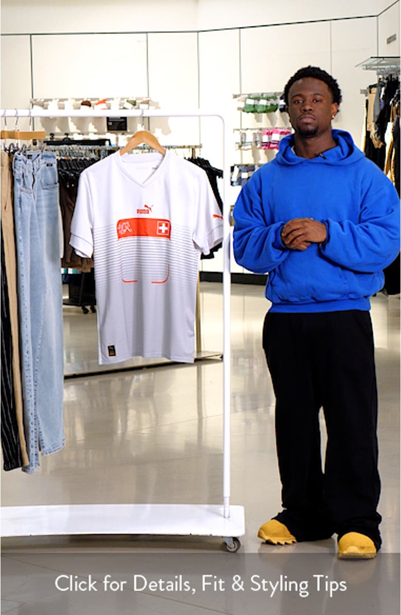 Men's Puma White Switzerland National Team 2022/23 Away Replica Jersey, sales video thumbnail