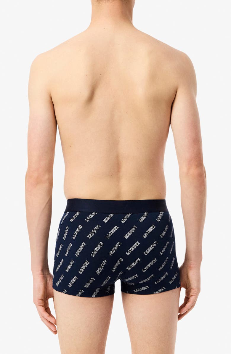 Lacoste Core Graphics Assorted 3-Pack Stretch Cotton Boxer Briefs, Alternate, color, Bck Navy Blue/ White-Silver