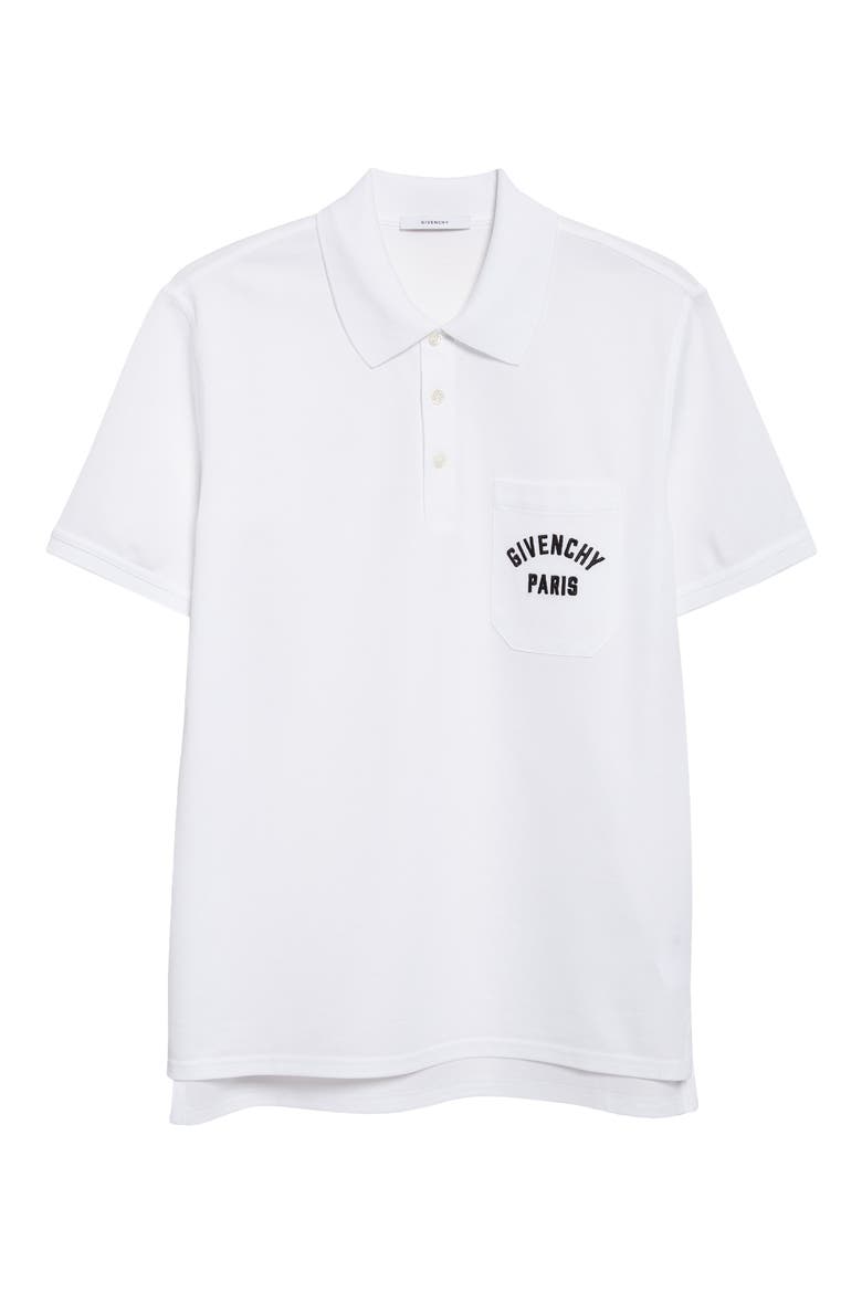 Embroidered Logo Pocket Cotton Piqué Polo, Alternate, color, WHITE