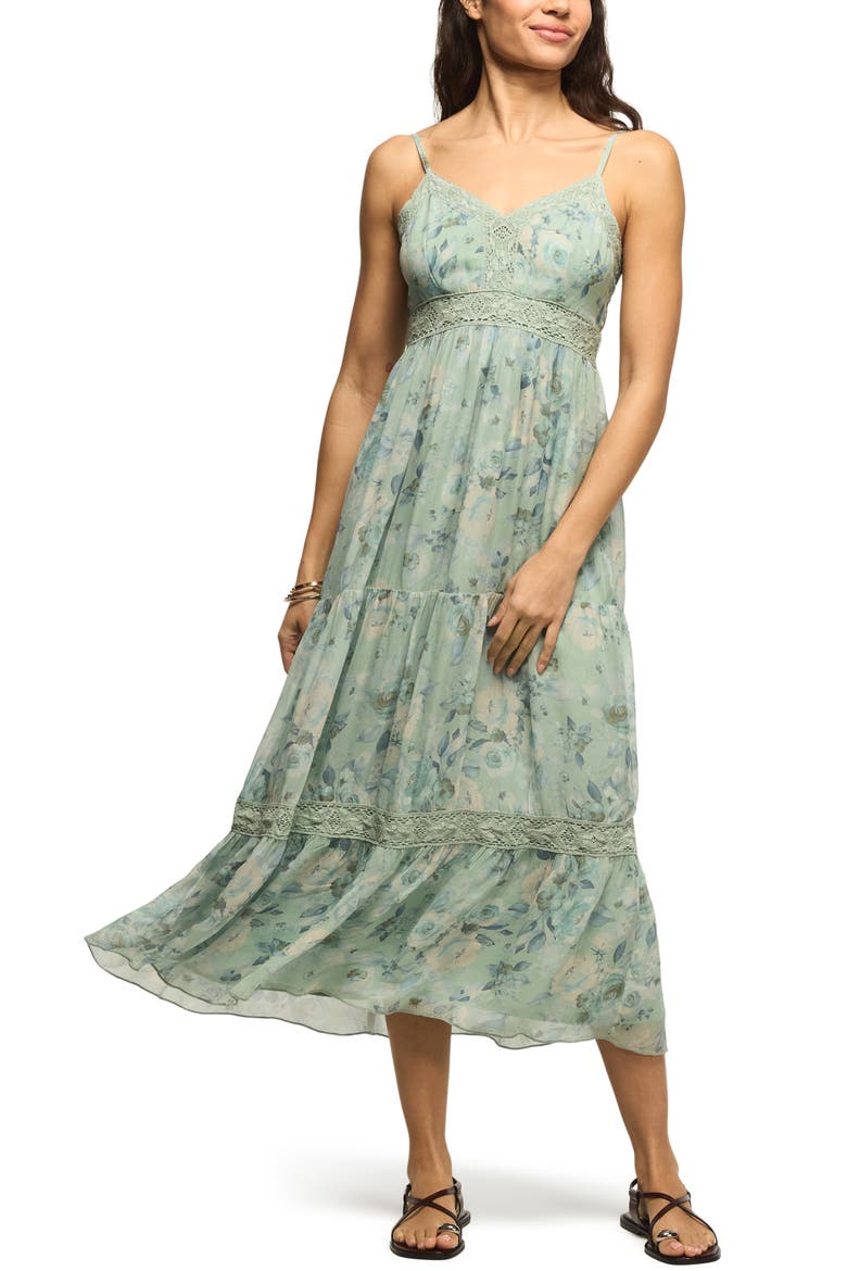 ワンピース Lace Trimmed Floral Dress Floral Print Lace Trim Midi Dress (Women) | Nordstrom