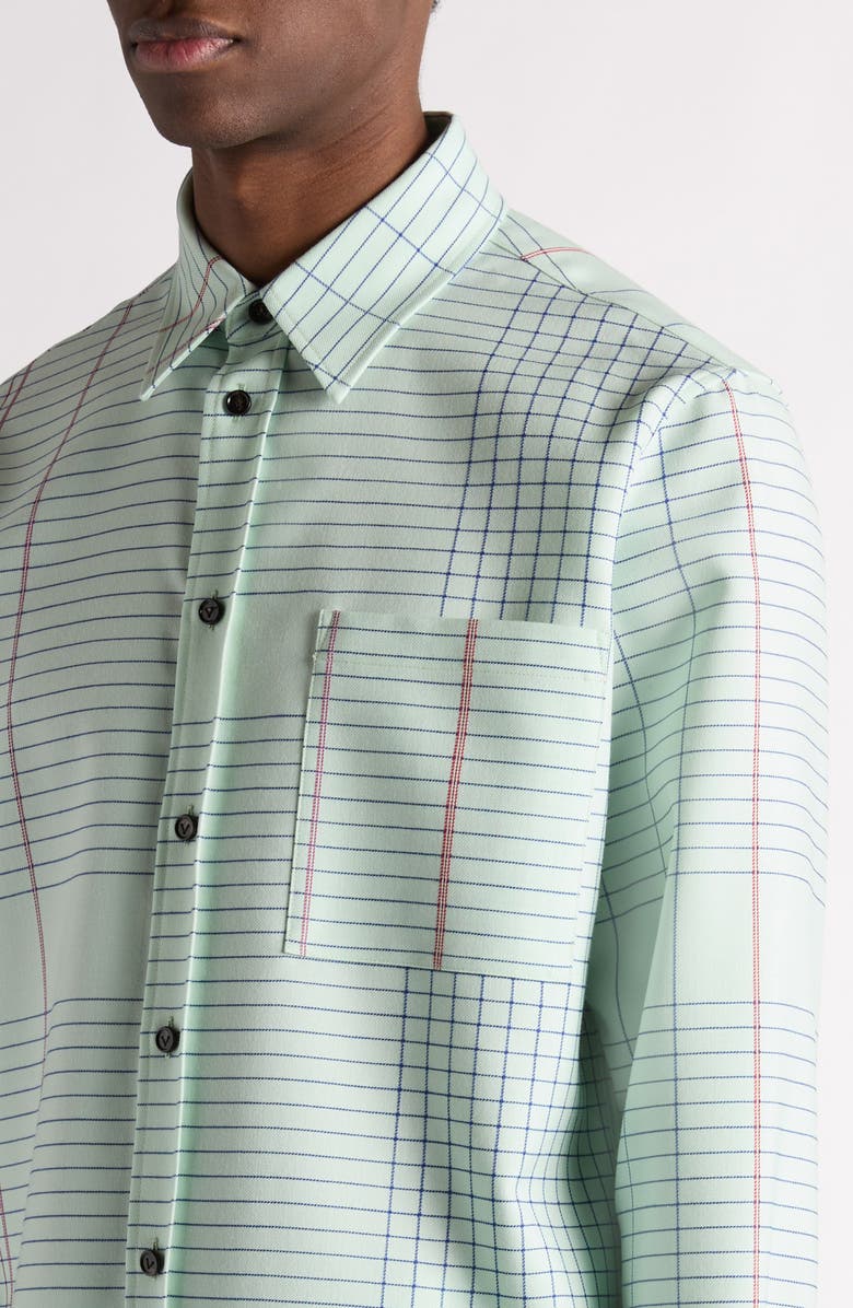 Bottega Veneta Notebook Wool Twill Button-Up Shirt, Alternate, color, 3883 Dewdrop/ Pink/ Blue