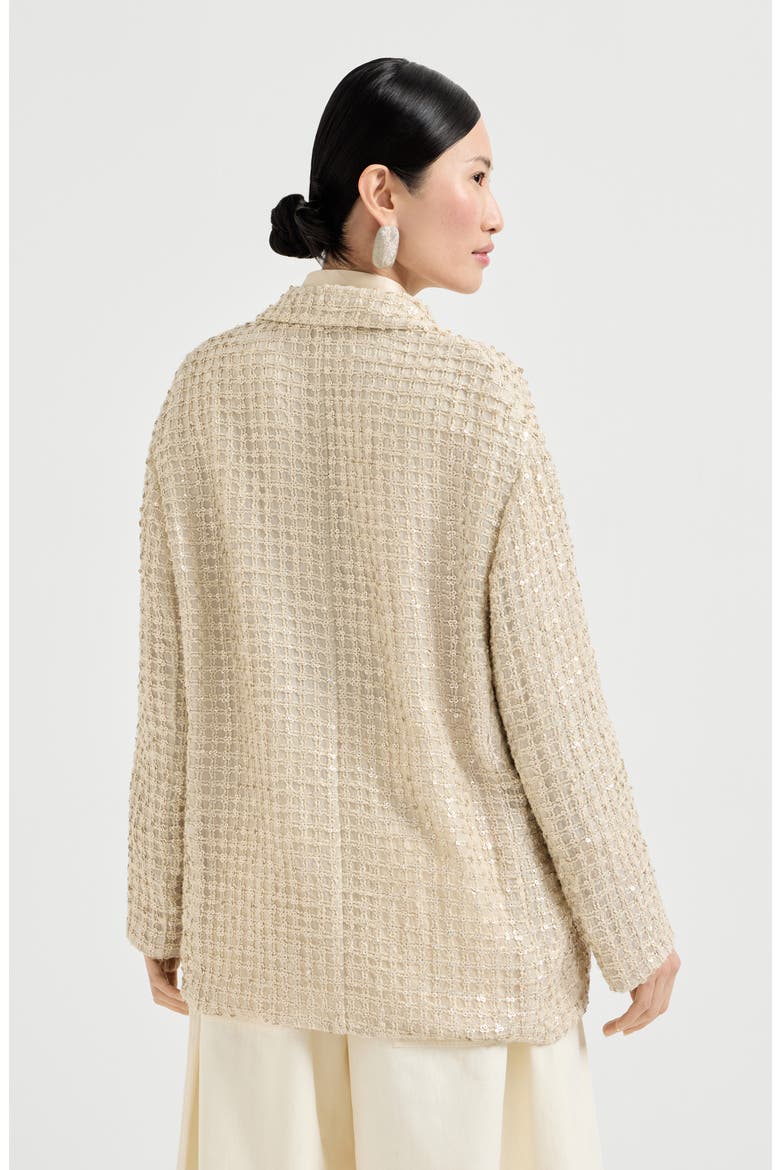 Blazer with dazzling net embroidery, Alternate, color, Cream