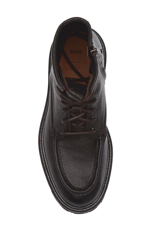 Hugo Boss Boss Julio Lugged Moc Toe Leather Boot In Black