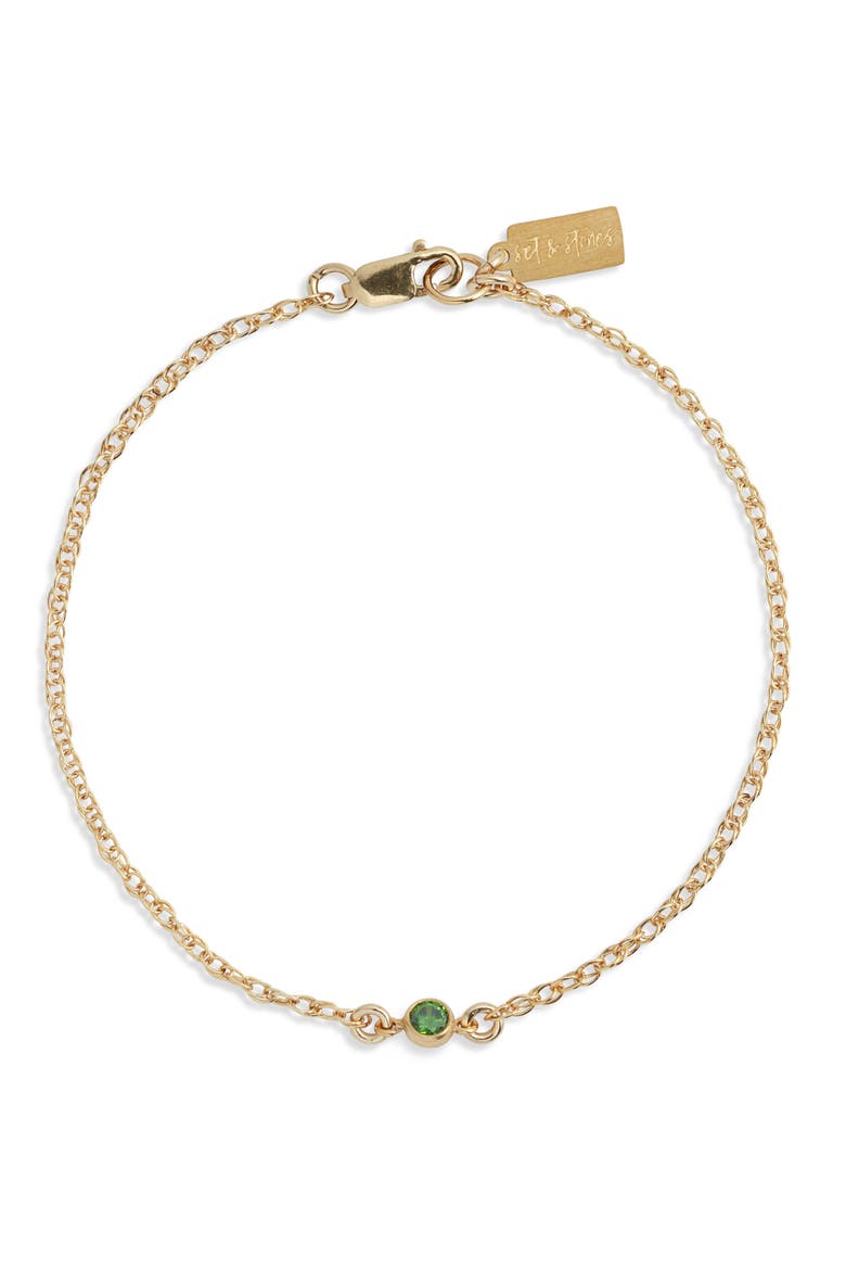 Cubic Zirconia Birthstone Pendant Bracelet, Main, color, GOLD / MAY