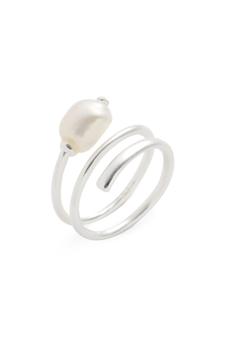 Jayla Natural Pearl Ring, Main, color, BRIGHT SILV/ WHITE PEARL/ WHT