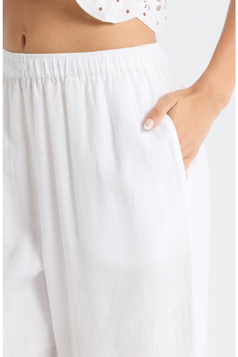 Embroidered Eyelet Linen Pants, Alternate, color, SINCERE WHITE