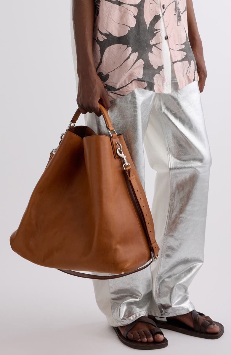Dries Van Noten Leather Hobo Bag, Alternate, color, Tan