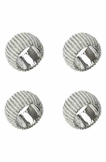 Glacier Stripe Set of 4 Beaded Napkin Rings