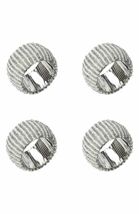 Tiramisu Glacier Stripe Set of 4 Beaded Napkin Rings