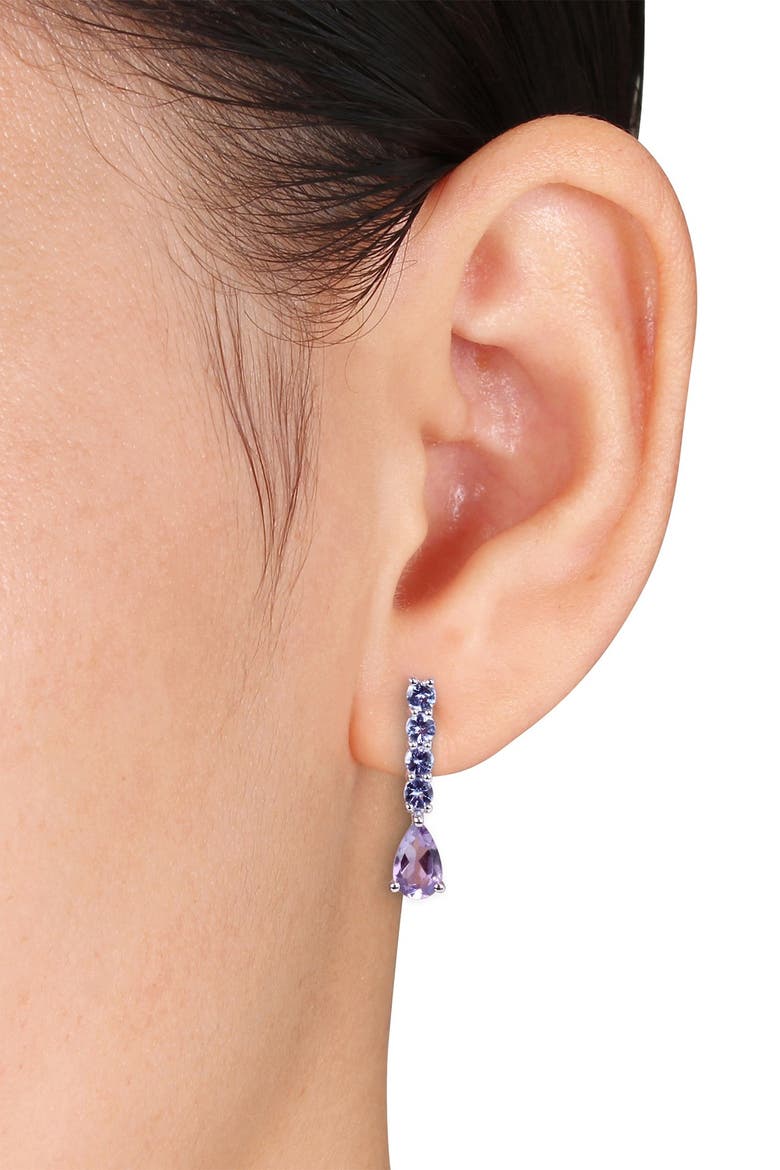 Sterling Silver Amethyst & Tanzanite Drop Earrings, Alternate, color, PURPLE
