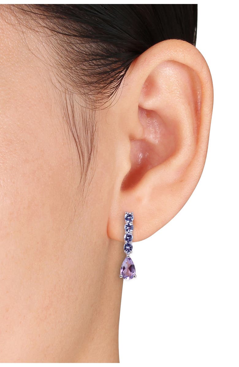DELMAR Sterling Silver Amethyst & Tanzanite Drop Earrings, Alternate, color, 