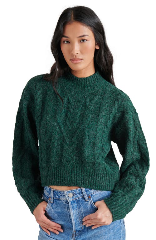Steve Madden Marcie Cable Stitch Mock Neck Sweater In Green