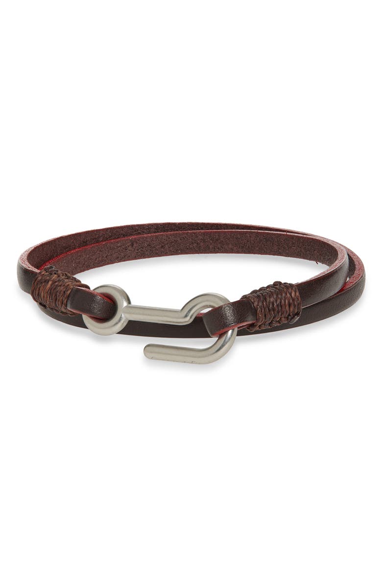 Caputo & Co. Utility Hook Leather Bracelet, Alternate, color, Dark Brown