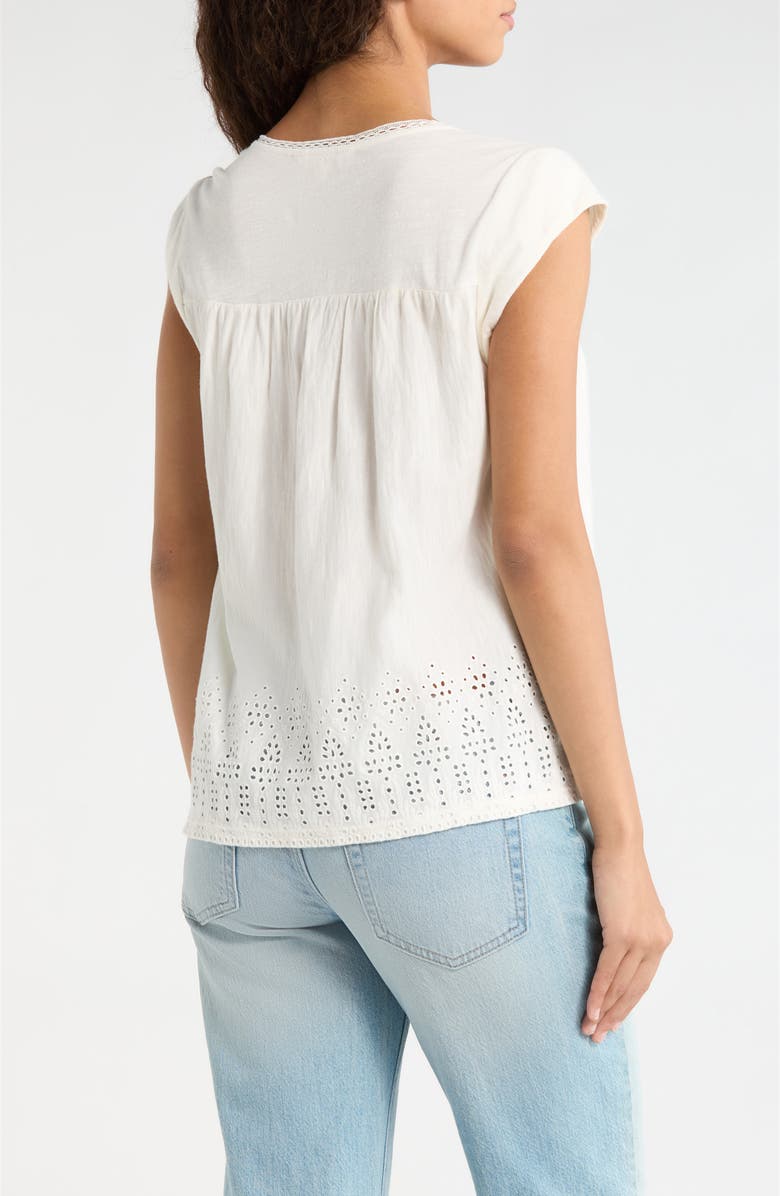 Lucky Brand Eyelet Lace Top, Alternate, color, Whisper White