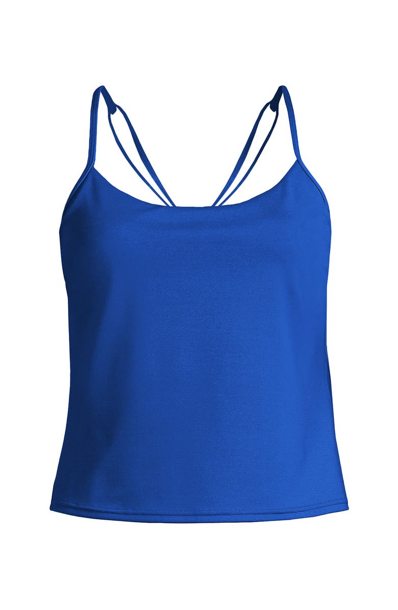Lands' End Tugless QuickDry Adjustable Strappy Back Tankini Top, Alternate, color, Bright Cobalt Blue