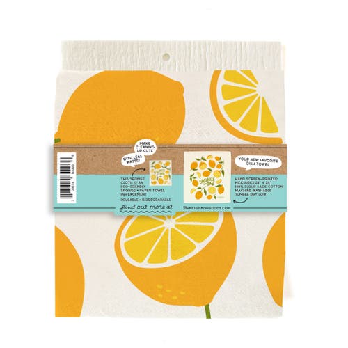 The Neighborgoods Lemon Dish Towel + Sponge Cloth Gift Set In Multi