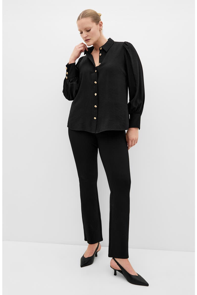 Alana Button Detail Shirt, Alternate, color, BLACK