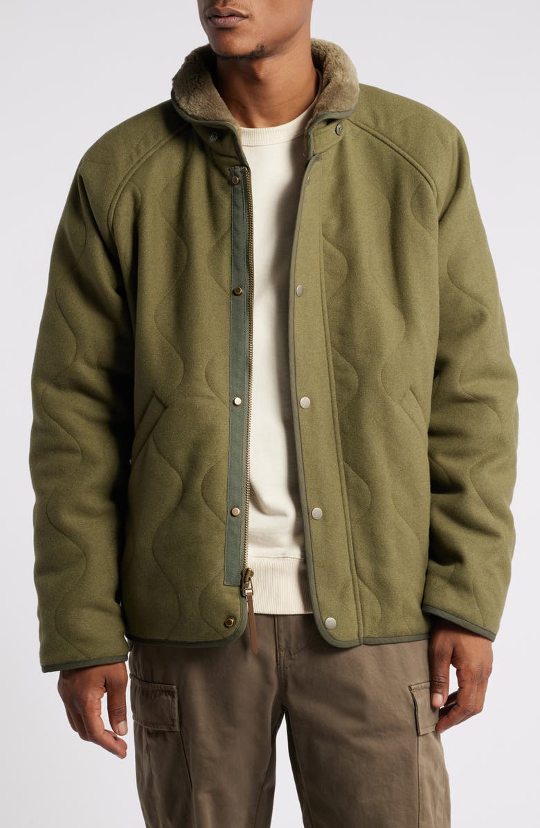 Alpha Industries Quilted Wool Blend Deck Jacket, Main, color, Green