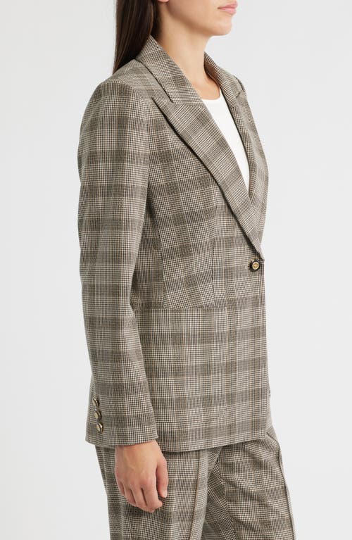 Elie Tahari The Elodie Check Print Blazer In Brown