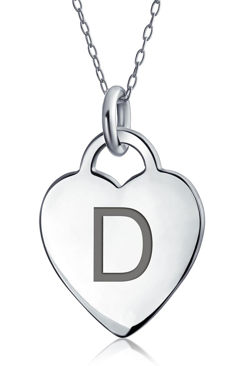 Stelring Silver Initial Pendant Necklace - A-Z Available, Main, color, SILVER D
