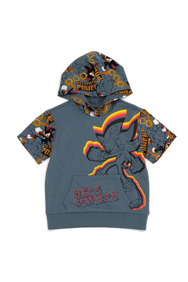 Sonic the Hedgehog Short Sleeve Hoodie & Shorts Set, Alternate, color, Gray Shadow Chaos Control